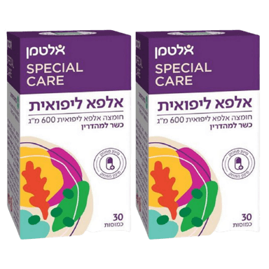 מבצע זוגי | אלפא ליפואית | מכיל 600 מג | 60 כמוסות סהכ | אלטמן | ALTMAN