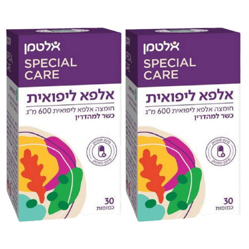 מבצע זוגי | אלפא ליפואית | מכיל 600 מג | 60 כמוסות סהכ | אלטמן | ALTMAN