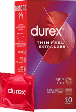 קונדומים דורקס Thin Feel - Extra Lube | מכיל 10 יחידות | דורקס | Durex