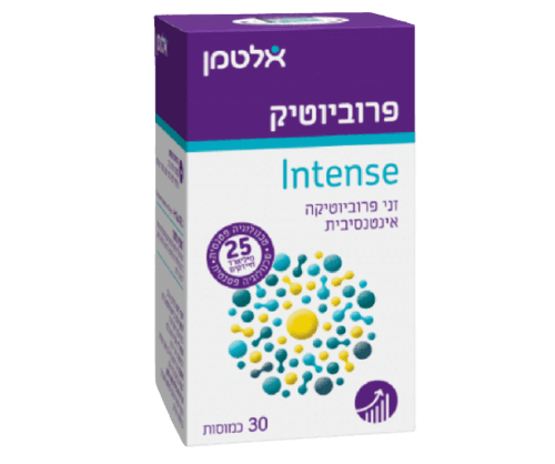 אינטנס | פרוביוטיק | מכיל 30 כמוסות | זני פרוביוטיקה אינטנסיבית | טכנולוגיה פטנטית אלטמן | ALTMAN