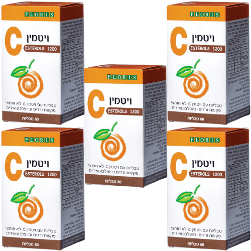 ויטמין C | לא חומצי | אסטרול 1200 מג | מבצע חמישיה | מכיל 60 טבליות | פלוריש הדס | Floris Hadas