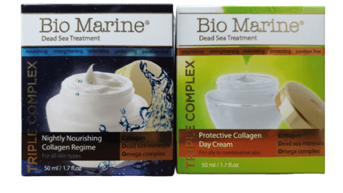 קרם פנים | מועשר בקולגן | קרם יום | מכיל 50 מל | פלוס קרם הזנה לילי | עם קולגן | מכיל 50 מל ביו מארין | Bio Marine
