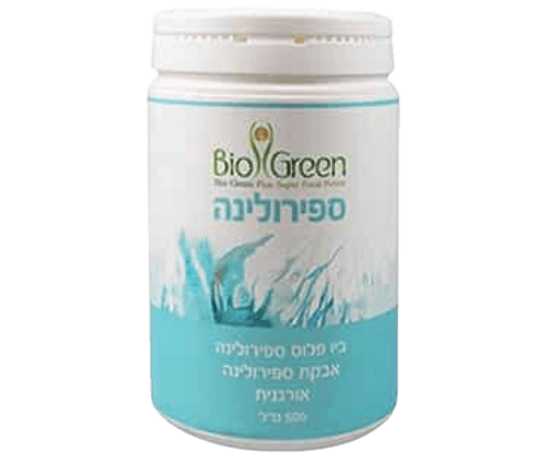 אבקת ספירולינה אורגנית | מכיל 500 גרם | ללא חומרים משמרים | ביו גרין | Bio Green