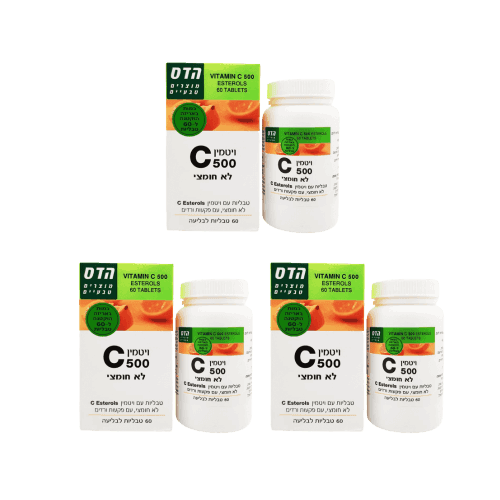 ויטמין 500 C לא חומצי | 180 טבליות לבליעה | לשמור במקום קריר ויבש לאחר פתיחה | מבצע שלישייה | פלוריש הדס | Floris Hadas