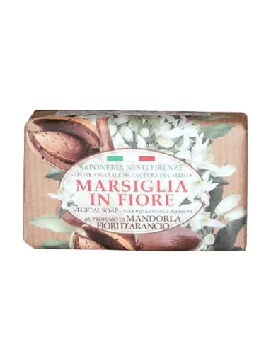 סבון מוצק טבעי בניחוח שקדים ותפוז | Marsiglia In Fiore Vegetal Soap | Almond Orange Bloosom | מבית נסטי דנטה