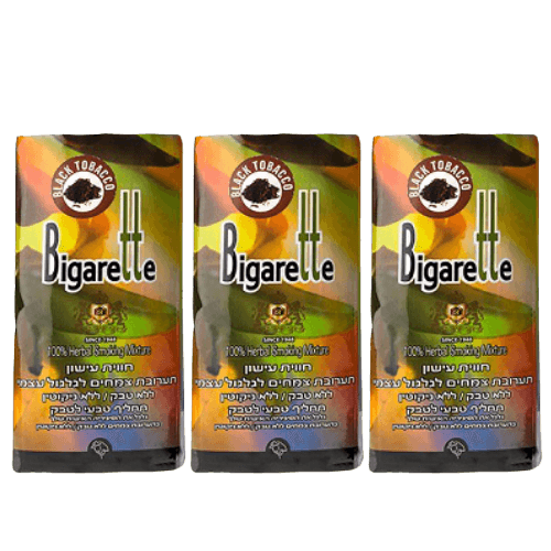 מבצע שלישיה | טבק שחור ביגארט | תערובת צמחים ללא טבק או ניקוטין | מכיל 40 גרם ביגארט | Bigarette