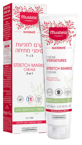קרם למניעת סימני מתיחה | 3 ב-1 | 150 מל | מוסטלה | Mustela