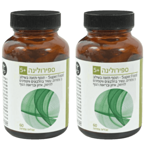 מבצע זוגי | ספירולינה 5 פלוס | סהכ 120 טבליות | 65 חלבון מלא | ברא צמחים | BARA