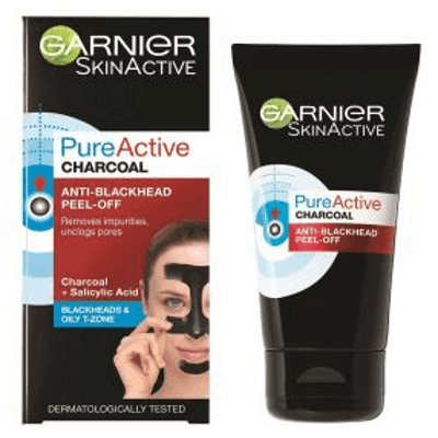 מסכה פיור אקטיב | פיל אוף | פחם לניקוי ראשים שחורים | מכיל 50 מל | גרנייה | Garnier