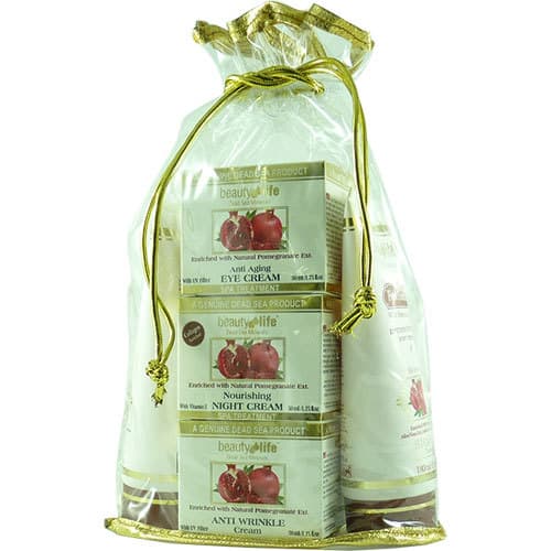 סט טיפוח מים המלח | 5 מוצרים | תיק שרוך | רימונים | ביוטי לייף | Beauty Life