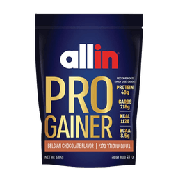 פרו גיינר | בטעם שוקולד בלגי | מכיל 45 מנות הגשה | תוסף תזונה | אול-אין | ALLIN