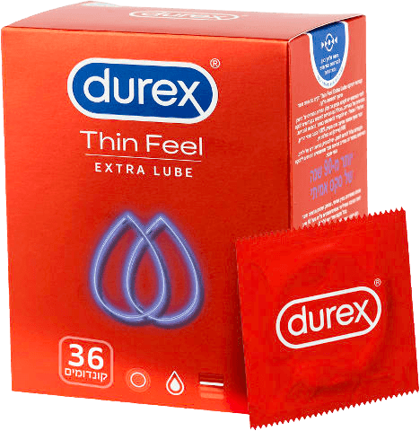 דורקס | קונדומים | דקים | בתוספת חומר סיכוך | מכיל 30 יחידות דורקס | Durex