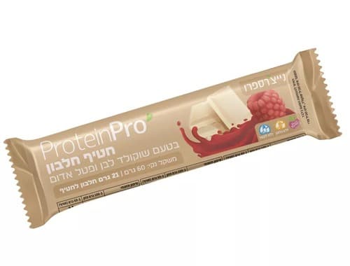 חטיף חלבון ללא תוספת סוכר | בטעם שוקולד לבן ופטל אדום | 60 גרם | 21 גרם חלבון | ללא גלוטן וללא לקטוז | נייצרס פרו | Natures Pro