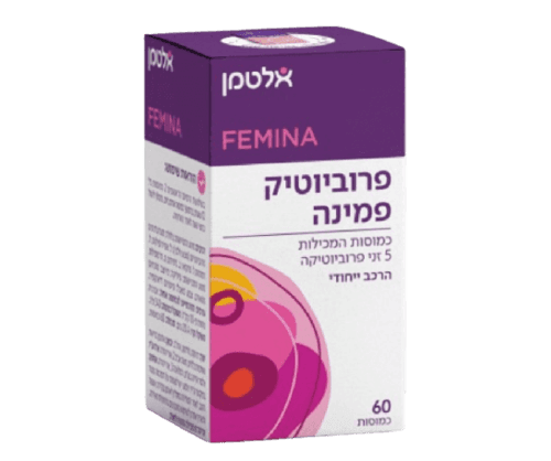 פרוביוטיק פמינה | 5 זני פרוביוטיקה | הרכב ייחודי | מכיל 60 כמוסות | אלטמן | ALTMAN