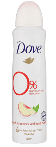 דאודורנט ספריי | לאישה | בניחוח אפרסק ולואיזה לימונית | 0 מלח אלומיניום | 150 מל דוב | Dove