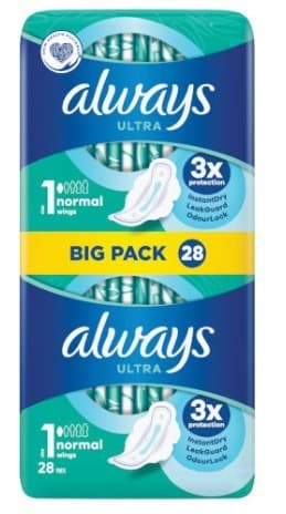 תחבושות אולטרה עם כנפיים | 28 פדים | רמת ספיגה 1 | אולוויז | always