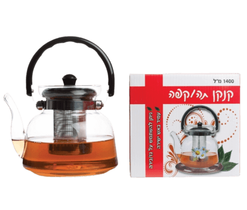 קנקן תה וקפה | ניתן להשתמש בגז וכירה | עמיד באש ישירה |1400 מל
