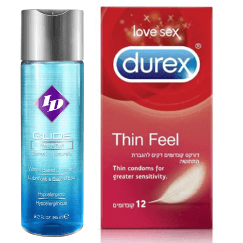 גלייד | חומר סיכה | על בסיס מים | 65 מל | דורקס | 12 יחידות | Thin Feel דורקס | Durex