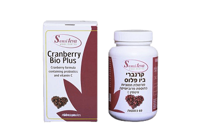 קרנברי ביו פלוס | פורמולת חמוציות | בתוספת פרוביוטיקה פלוס ויטמין C | נוסחה משופרת | מכיל 60 כמוסות סנסי טבע | Sensi Teva
