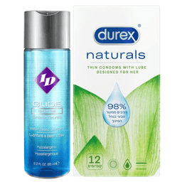 גלייד | חומר סיכה | על בסיס מים | 65 מל | דורקס אדום | 12 יחידות | Naturals דורקס | Durex