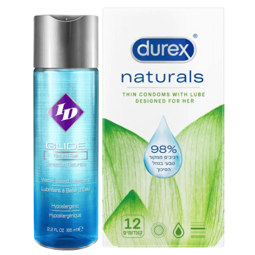 גלייד | חומר סיכה | על בסיס מים | 65 מל | דורקס אדום | 12 יחידות | Naturals דורקס | Durex