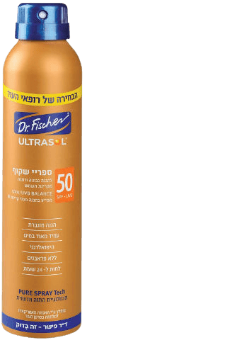 אולטרסול | ספריי שקוף להגנה מהשמש | SPF50 | מכיל 200 מל | דר פישר | Dr Fischer