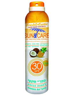 ספריי שקוף להגנה גבוהה מקרני השמש | 200מל | SPF30 | עמיד במים | ללא פרבנים | בניחוח אננס וקוקוס אקזוטי | Sun Care