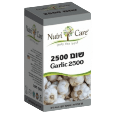 שום 2500 | Garlic 2500 | מכיל 60 כמוסות | נוטרי קר | Nutri Care