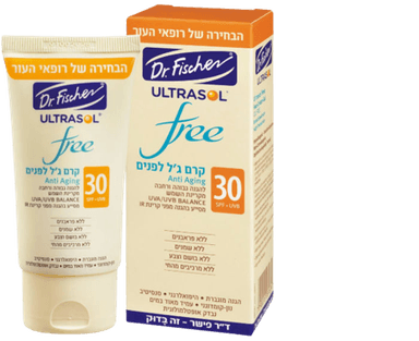 אולטרסול FREE | קרם גל לפנים | SPF30 | מכיל 50 מל | אנטי אייגינג | דר פישר | Dr Fischer