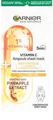 מסיכת פנים סדינים | אנרגטית | 15 גרם | Garnier Skin Naturals Ampoule Sheet Mask
