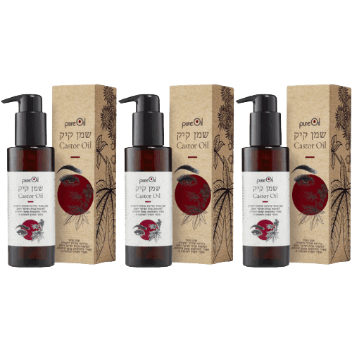 מארז שלישייה | שמן קיק | לטיפוח גבות ושיער ראש | שמן טהור | מכיל 100 מל | מבית פיור אויל