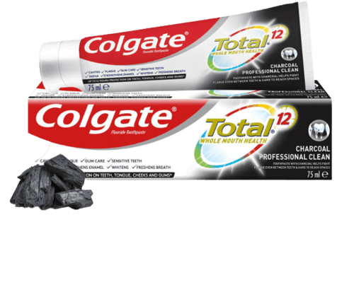 משחת שיניים | טוטאל | מסייעת בהפחתחת רובד חיידקים | אבץ | CHARCOAL PROFESSINIOAL CLEAN | מכיל 75 מל | קולגייט | Colgate