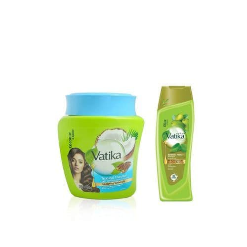 מארז מסכת קוקוס ושמפו מזין | מבית וטיקה | המסיכה מכילה 1קג | השמפו מכיל 200 מל וטיקה | Vatika