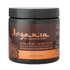 מסיכה לשיער מועשר בקרטין וארגן | מכיל 500 מל | מסיכה מקצועית לכל סוגי השיער ובמיוחד לאחר החלקה | ARGANIA ARGANIA | ארגניה