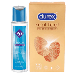 ג'ל סיכוך על בסיס מים Glide ID | מבית גלייד | 130 מ"ל | קונדומים דורקס | עם חומר סיכוך | 12 יחידות | RealFeel דורקס | Durex