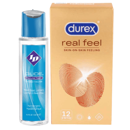 גל סיכוך על בסיס מים Glide ID | מבית גלייד | 130 מל | קונדומים דורקס | עם חומר סיכוך | 12 יחידות | RealFeel דורקס | Durex