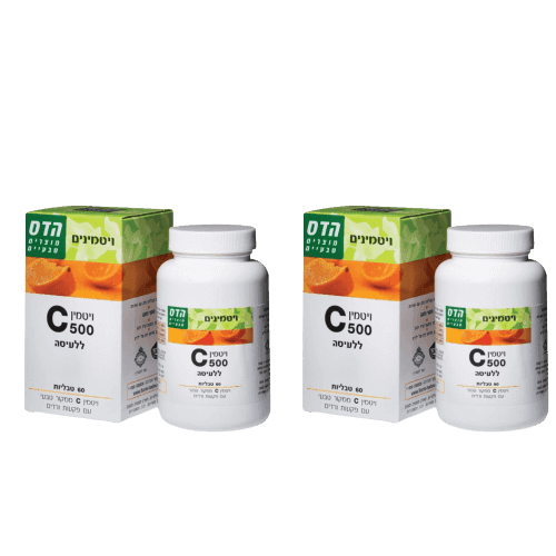 ויטמין C-500 ללעיסה | התוספת פקעות ורדים | 120 טבליות ללעיסה | מבצע זוג | פלוריש הדס | Floris Hadas