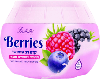 קרם רב שימושי | פירות יער | מבית פרולטה | מכיל 300 מל | בתוספת ויטמין E | מועשר בתמצית אסאי פרולט | FRULATTE