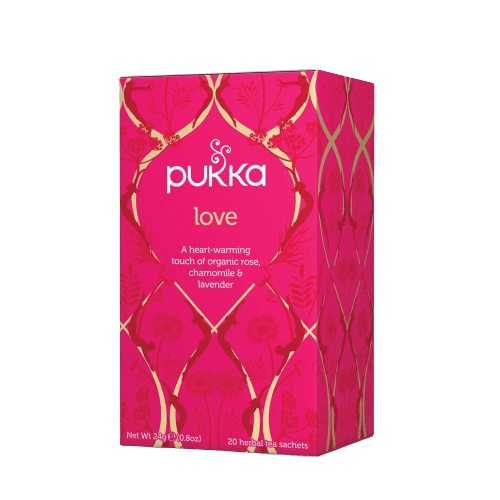 חליטת אהבה | חליטת צמחים אורגנית | ורד קמומיל ולבנדר | 20 שקיקים | פוקה | PUKKA