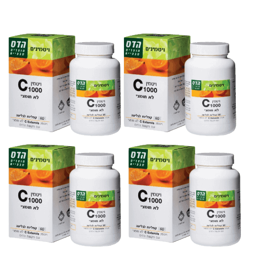 ויטמין סי 1000 לא חומצי | בתוספת פקעות ורדים | 240 טבליות | רביעייה | פלוריש הדס | Floris Hadas