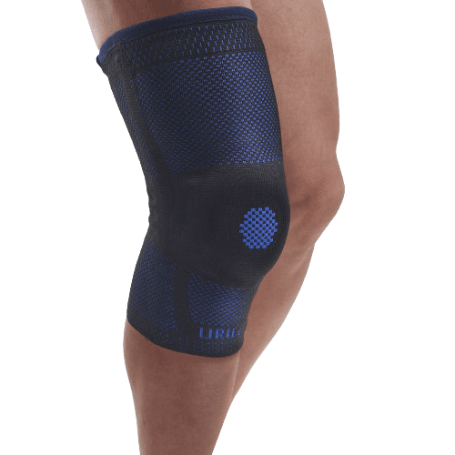 מגן ברך איכותי ארוך עם כרית סיליקון סביב הפיקה עשוי בד אלסטי בסריגה תלת מימדית להתאמה מושלמת | צבע שחור | מידה M אוריאל | URIEL