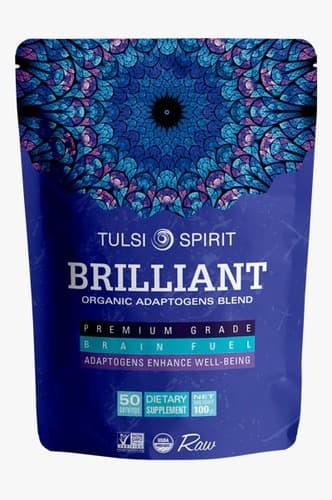 אבקת בריליינט | מכיל 100 גרם | תערובת אדפטוגנים באבקה | טולסי ספיריט - TULSI SPIRIT פוקה | PUKKA