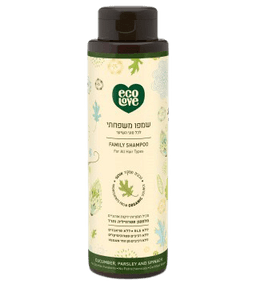 שמפו משפחתי לכל סוגי השיער | מכיל 500 מל | מכיל תמציות אורגניות של מלפפון | אקולאב | EcoLove