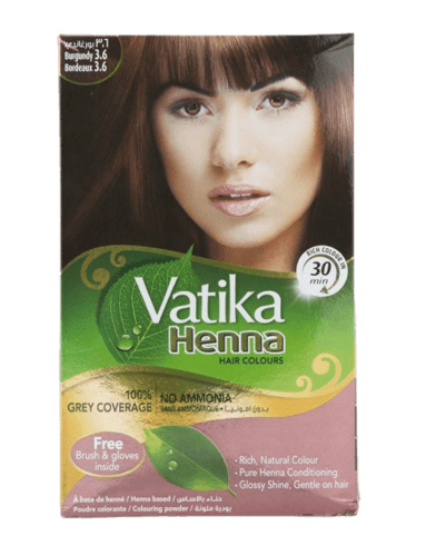 אבקת צבע לשיער | על בסיס חינה בורגונדי | 36 וטיקה צבע יין | וטיקה | Vatika