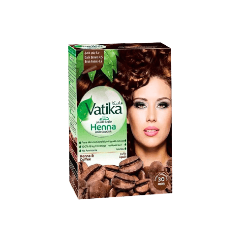 אבקת צבע לשיער | על בסיס חינה חום כהה | 45 | וטיקה | Vatika