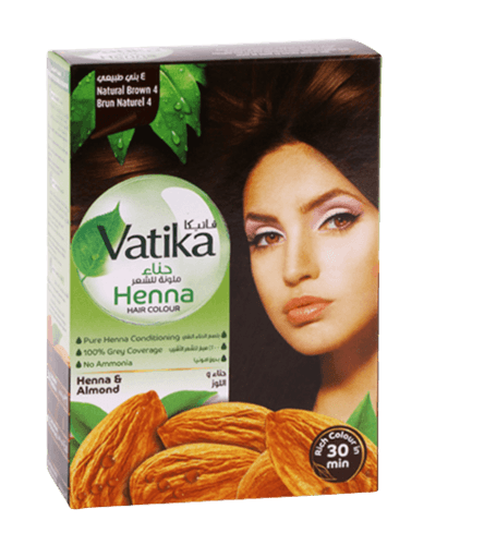 אבקת צבע לשיער| על בסיס חינה חום טבעי | 4 וטיקה | וטיקה | Vatika