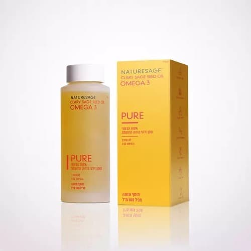אומגה 3 שמן זרעי מרווה מרושתת | לא מזוכך | כבישה קרה | מכיל 100 מל נטורסג | Naturesage