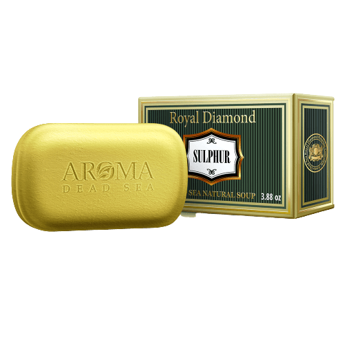 ארומה | סבון גופרית | טבעי | מכיל 110 גרם | מועשר במינרלים מים המלח | ארומה דד סי | Aroma Dead Sea