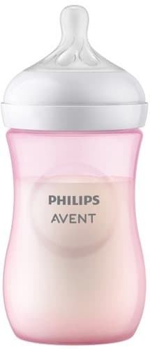 בקבוק האכלה פטמת התגובה הטבעית אוונט ורוד | מגיל חודש ומעלה | זרימה 3 | ללא BPA | יחידה אחת | בקבוק מכיל 260 מל פיליפס | PHILIPS