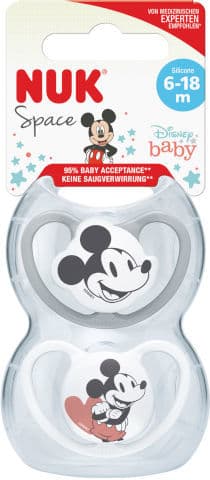 זוג מוצצי נוק ספייס דיסני NUK Space Disney Baby | סיליקון 6-18 חודשים | מיקי מאוס |